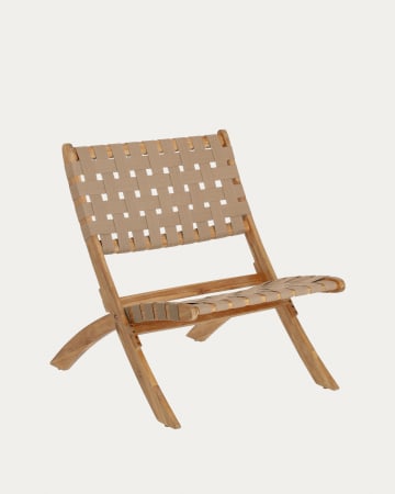 Fotel składany Chabeli lite drewno akacjowe i beżowa lina 100% FSC
