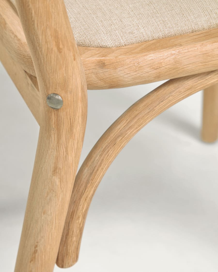 Doriane solid oak chair with natural finish and upholstered seat