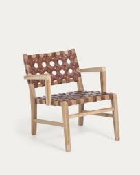 Nuru armchair in solid teak wood and leather