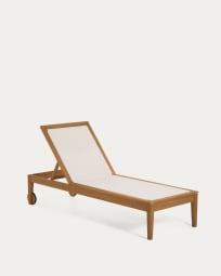 Caterin solid eucalyptus wood outdoor sun lounger in beige, 100% FSC