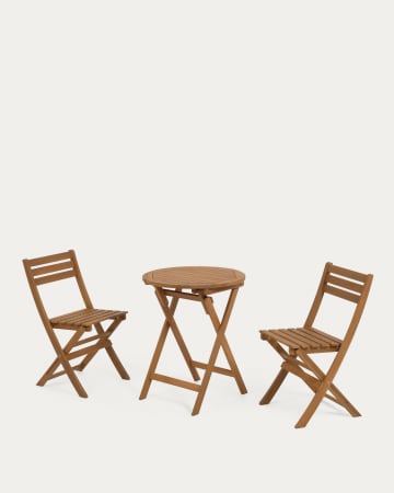 Ensemble Elisia de table et chaises pliantes de jardin en bois massif d'acacia FSC 100%
