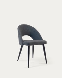 Καρέκλα Mael, μεταλλικά πόδια σε μαύρο φινίρισμα, σκούρο γκρι