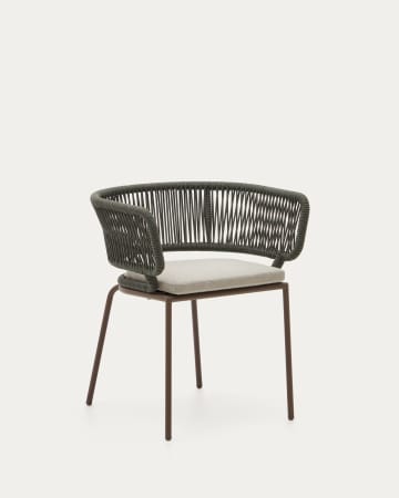 Nadin green cord chair with galvanised steel legs.