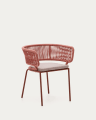 Krzesło Nadin z ocynkowanej stali i liny w kolorze terakotowe
