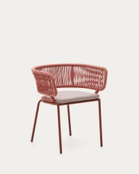 Nadin Stuhl mit Seil in Terrakotta-Farbe und verzinktem Stahl