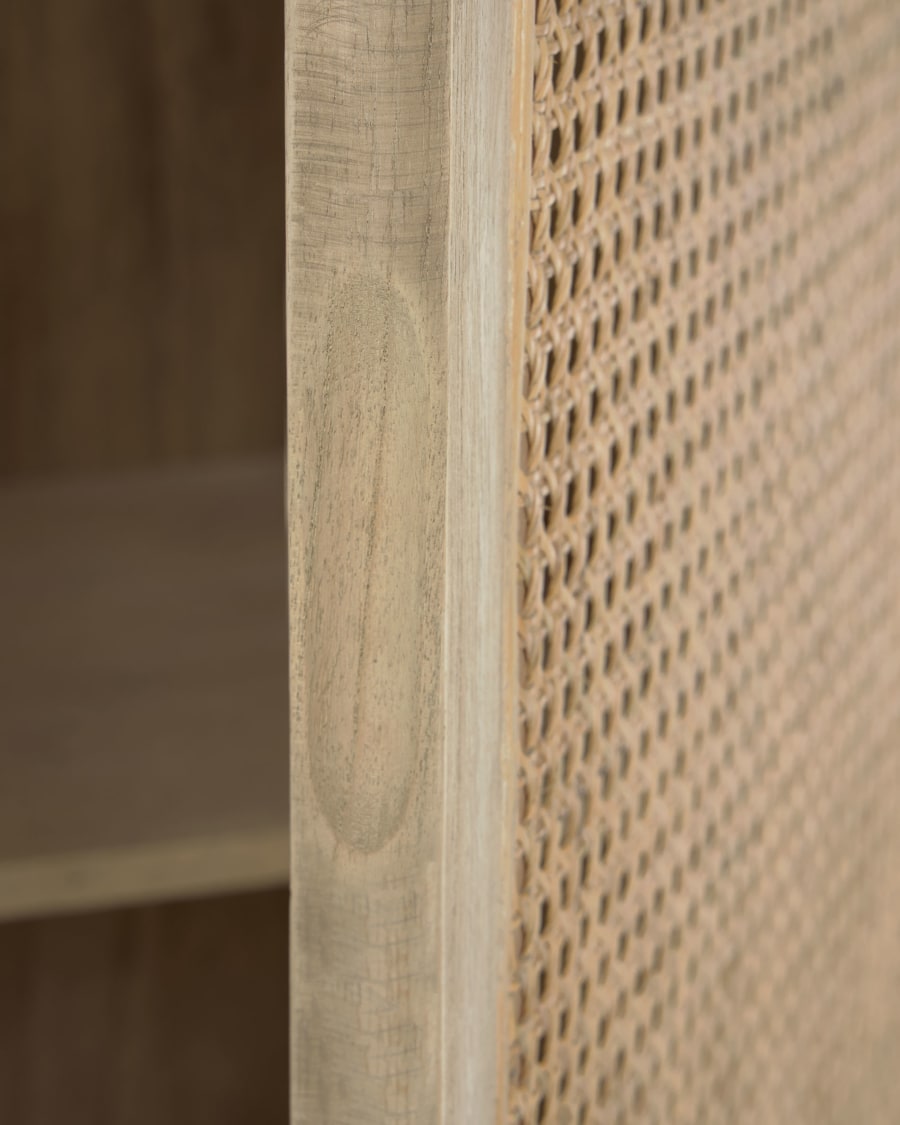 Armario Rexit madera maciza y chapa mindi con ratán 90 x 160 cm KAVE HOME -  Alarcón