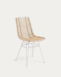Chaise Tishana en rotin et acier blanc