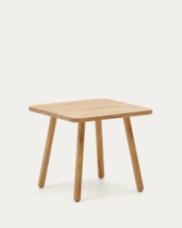 Τετράγωνο παιδικό τραπέζι Dilcia, μασίφ ξύλο καουτσούκ, 55x55εκ
