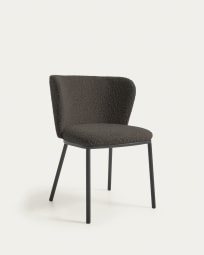 Ciselia chair with black shearling and black metal FR
