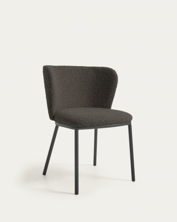 Ciselia Stuhl mit schwarzem Bouclé und schwarzem Metall