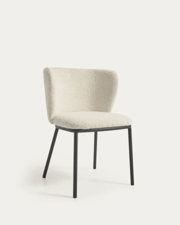 Ciselia chair with white fleece and black metal FR