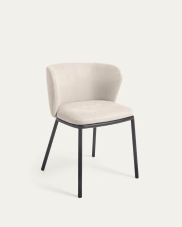 Ciselia chair in beige chenille and black steel
