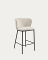 Ciselia stool with white bouclé and black metal, height 65 cm