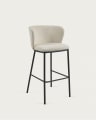 Ciselia stool with white bouclé and black metal, height 75 cm