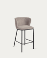 Ciselia stool in brown chenille with steel legs in black, 65 cm height FSC Mix Credit