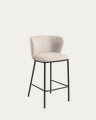 Ciselia stool in beige chenille with steel legs in black 65 cm height FSC Mix Credit