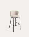 Ciselia stool in beige chenille and black steel, height 75 cm FSC Mix Credit