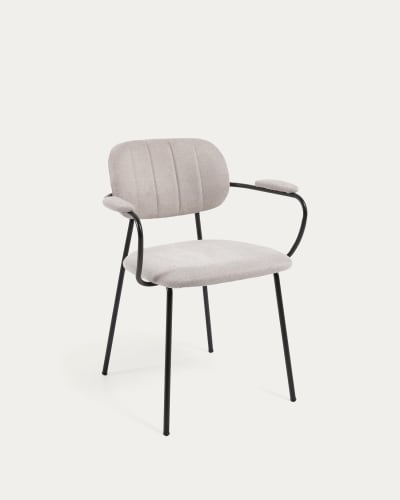 Chaise Auxtina en chenille beige et acier noir | Kave Home®