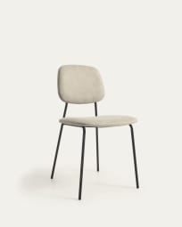 Benilda beige chair with oak veneer and steel with black finish