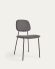 Benilda dark grey chair with oak veneer and steel with black finish