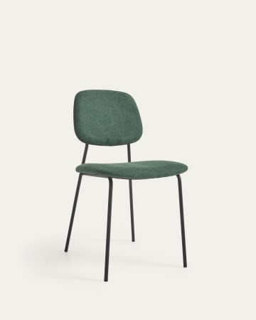 Benilda dark green chair with oak veneer and steel with black finish FR