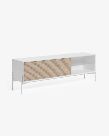 Marielle TV stand made from ash wood with white lacquer 167 x 53 cm.