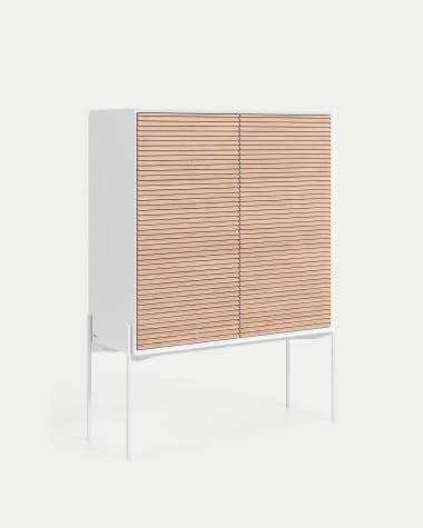 Marielle Sideboard 2 Türen Eschenfurnier weiße Lackierung und Metall in Weiß 107 x 140 cm