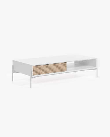 Marielle coffee table made from ash wood with white lacquer 124 x 70 cm.