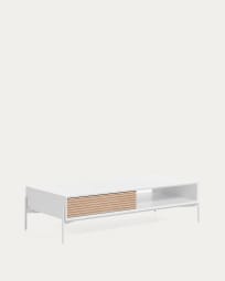 Tavolino Marielle in legno di frassino laccato di bianco 124 x 70 cm
