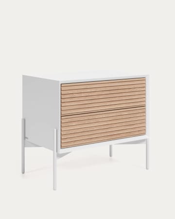Mesa de cabeceira Marielle de chapa de freixo e lacado branco 64 x 54 cm