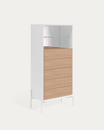 Marielle dresser with five drawers made from ash wood with white lacquer 64 x 142 cm
