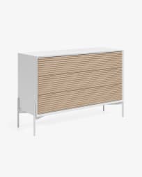 Marielle dresser with three drawers ash wood with white lacquer 116 x 76 cm.