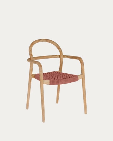 Sheryl stapelbarer Stuhl aus massivem Eukalyptusholz und Seil in Terrakotta FSC 100%