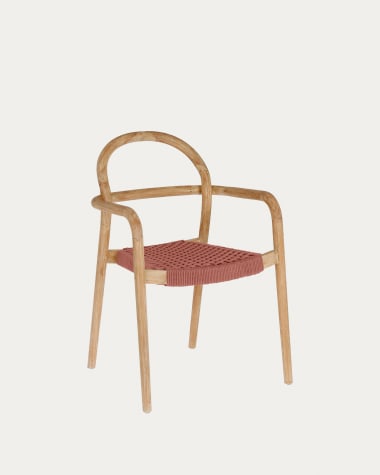 Cadeira empilhável Sheryl de madeira maciça de eucalipto e corda terracota FSC 100%