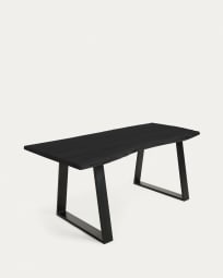 Alaia Tisch aus massivem schwarzem Akazienholz und schwarzen Stahlbeinen 180 x 90 cm
