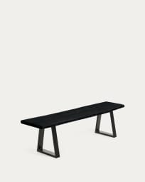 Alaia bench in solid black acacia wood with black steel legs 160 cm