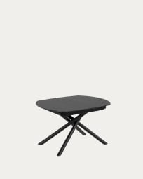 Yodalia extendable glass table with steel legs with black finish 130 (190) x 100 cm