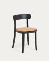 Καρέκλα Romane, ξύλο οξιάς σε μαύρο φινίρισμα, καπλαμάς οξιάς και rattan