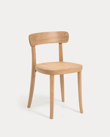 Krzesło Romane drewno bukowe wykończone naturalnie, fornir jesionowy i rattan