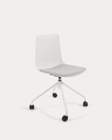 Ralfi white desk chair with light grey seat
