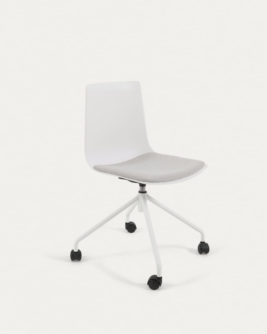 stoomboot deadline goedkeuren Ralfi witte bureaustoel met lichtgrijze zitting | Kave Home