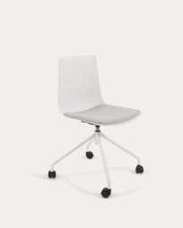 Chaise de bureau Ralfi blanche avec assise gris clair