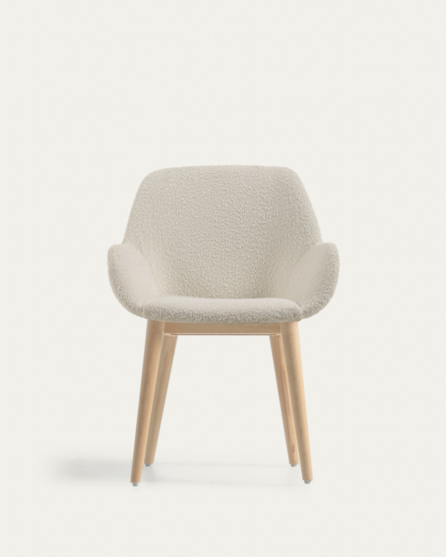Eschenholz Finish Bouclé-Bezug mit Stuhl weiß mit Konna massivem natürlichem | Home® Kave Beine aus