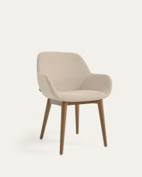 Konna chair in beige with solid ash wood legs in a dark finish FR