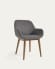 Καρέκλα Konna, σκούρο γκρι και πόδια σε μασίφ ξύλο οξιάς σε σκουρόχρωμο φινίρισμα