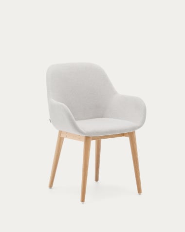 Konna chair in beige with solid ash wood legs in a natural finish