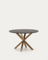 Runder Tisch Argo aus schwarz lackiertem MDF und Stahlbeinen in Holzoptik Ø 120 cm