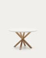 Mesa redonda Argo melamina acabamento branco e pernas de aço efeito madeira Ø 120 cm