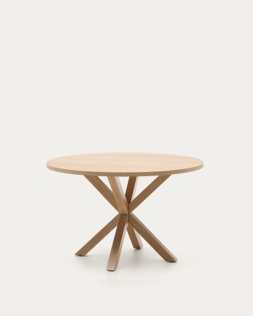 Full Argo runder Tisch mit Melamin natur und Stahlbeinen mit Holzeffekt Ø 119 cm