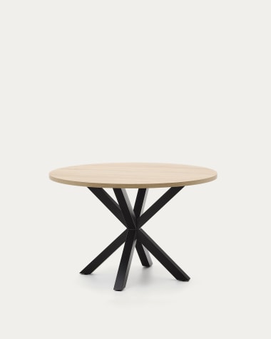 Full Argo runder Tisch mit Melamin natur und schwarzen Stahlbeinen Ø 119 cm